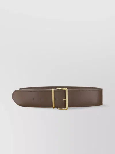 Miu Miu Smooth Leather Belt Gold-tone Buckle In Brown