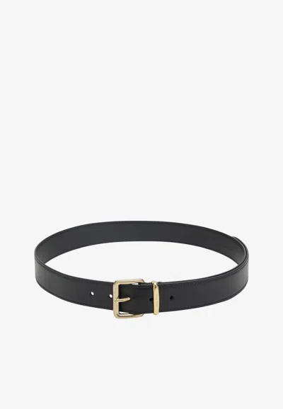 Miu Miu Smooth Leather Buckle Belt In Black