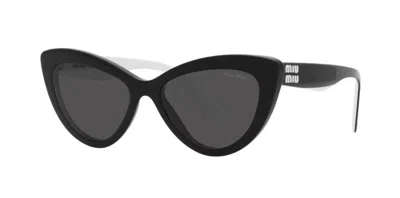 Pre-owned Miu Miu Smu 04ys Black White/grey (10g-5s0) Sunglasses In Gray