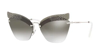Pre-owned Miu Miu Smu 10ys White/dark Grey (142-5s0) Sunglasses In Gray