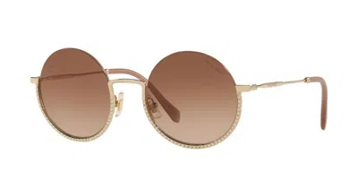 Pre-owned Miu Miu Smu 52ws Gold/brown Shaded (7oe-6s1) Sunglasses