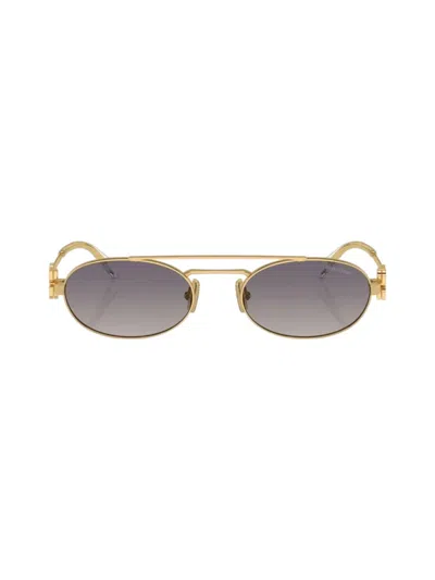 Miu Miu Gradient Metal Oval Sunglasses In Gold