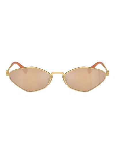Miu Miu Womens Gold Mu 56zs Irregular-shape Metal Sunglasses