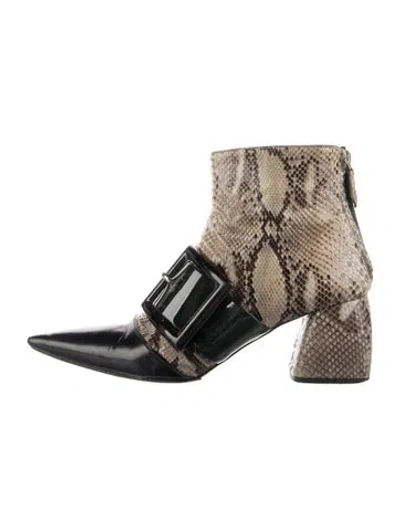 Pre-owned Miu Miu Snakeskin Animal Print Boots In Black