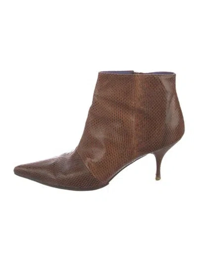 Pre-owned Miu Miu Snakeskin Animal Print Boots In Brown