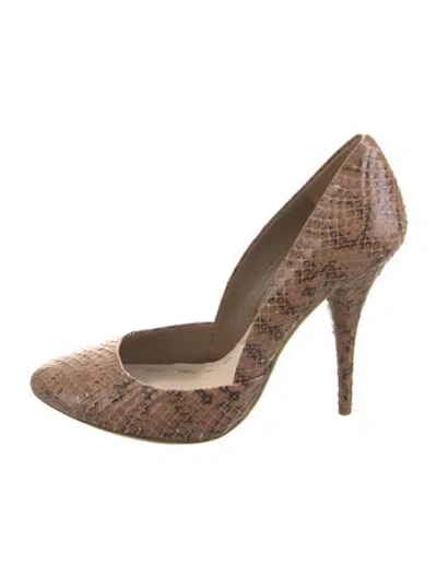 Pre-owned Miu Miu Snakeskin Animal Print D'orsay Pumps In Neutrals