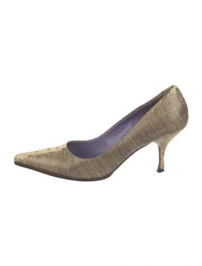 Pre-owned Miu Miu Snakeskin Animal Print Pumps In Neutral