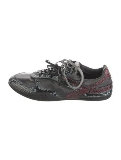 Pre-owned Miu Miu Snakeskin Animal Print Sneakers In Multi