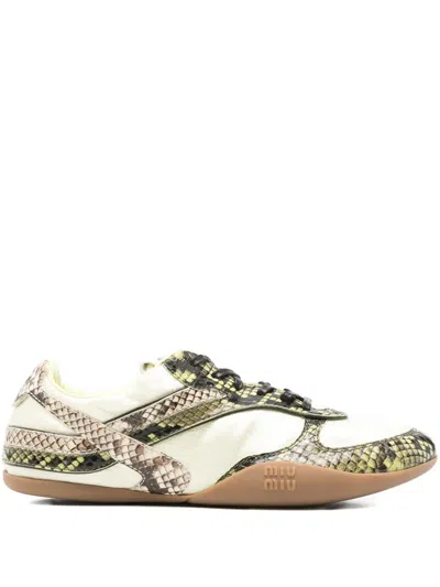 MIU MIU SNAKESKIN-EFFECT PANELLED SNEAKERS