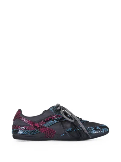 Miu Miu Multicolor Fabric And Leather Sneakers In Animal Print