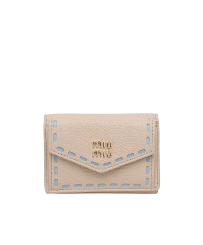 Miu Miu Snap Wallet In Brown