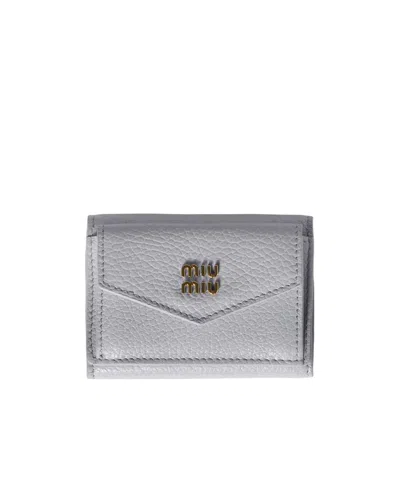 Miu Miu Snap Wallet In Gray