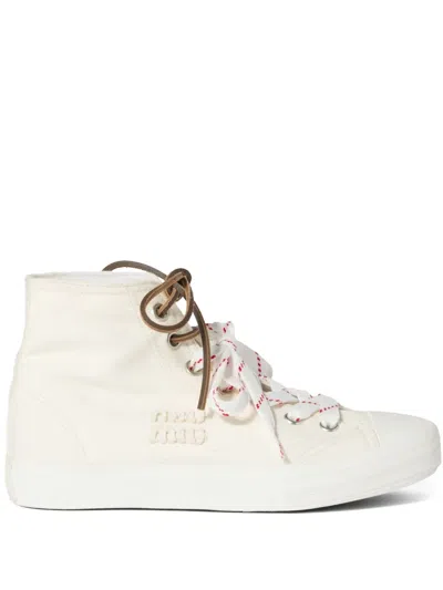 Miu Miu Sneakers Aus Leder In Weiss