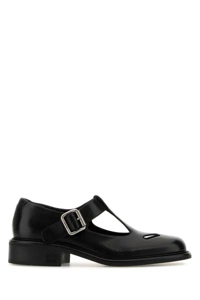 Miu Miu 30mm Leather T-bar Shoes In Black