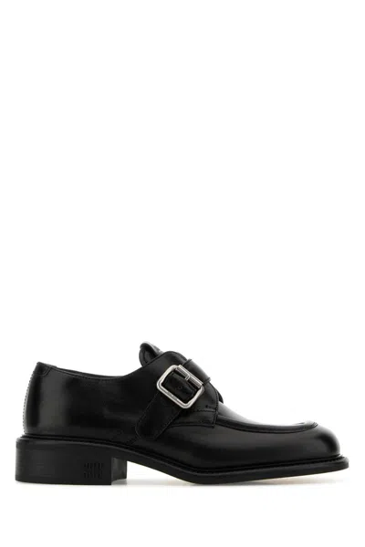Miu Miu Leather Brogue Shoes In Black
