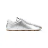 Miu Miu Metallic Leather Retro Runner Sneakers In Grey