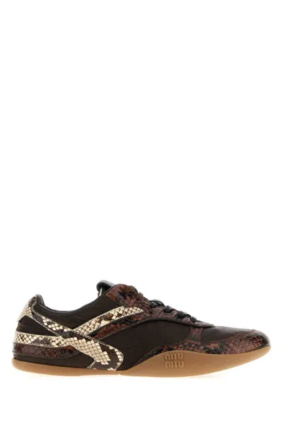 Miu Miu Multicolor Fabric And Leather Sneakers