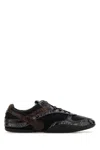 Miu Miu Fabric And Leather Low-top Sneakers In Black