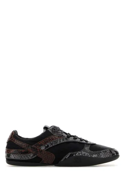 Miu Miu Fabric And Leather Low-top Sneakers In Black