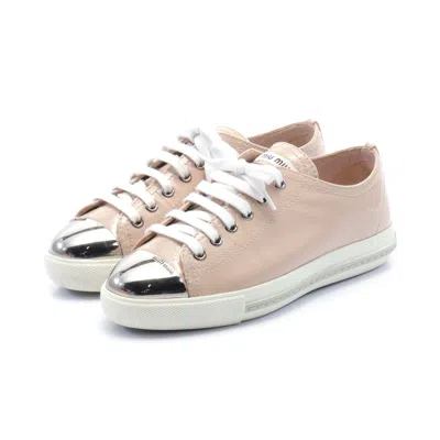 Miu Miu Sneakers Patent Leather Beige In Multi