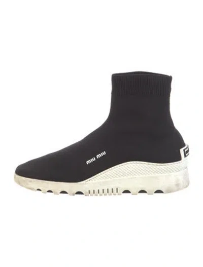 Pre-owned Miu Miu Sock Boots In Black