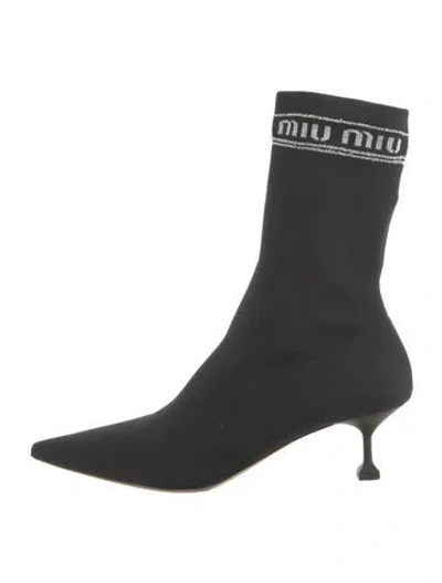Pre-owned Miu Miu Sock Boots In Black