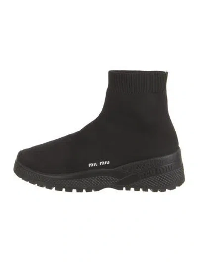 Pre-owned Miu Miu Sock Sneakers In Black