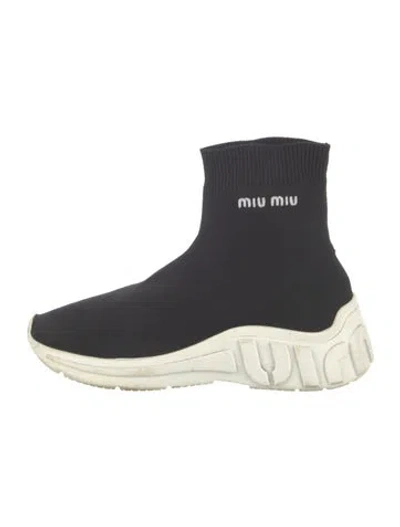 Pre-owned Miu Miu Sock Sneakers In Black