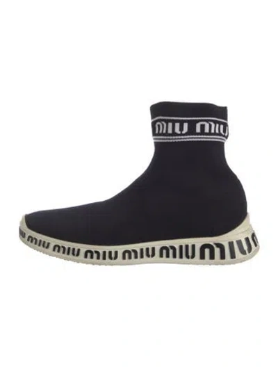 Pre-owned Miu Miu Sock Sneakers In Blue