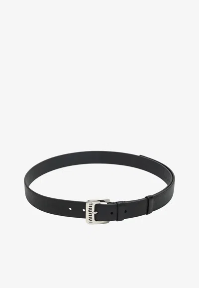 Miu Miu Soft Nappa Leather Buckle Belt In Black