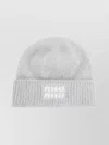 Miu Miu Soft Textured Ribbed Cuff Hats Collection In White