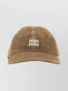 Miu Miu Soft Velvet Baseball Cap With Curved Brim In Brown