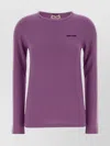 Miu Miu Soft Wool Blend Crew Neck Long Sleeve Sweater In Purple