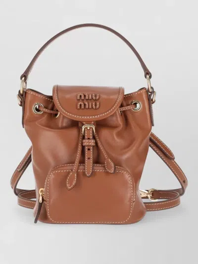 Miu Miu Softy Bucket Bag Shoulder Strap Handle In Brown