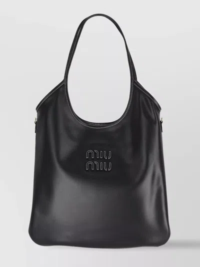 Miu Miu Softy Leather Shoulder Bag In Black