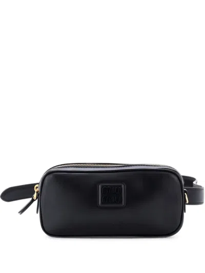 Pre-owned Miu Miu Softy Leather Small Belt Bag In Black