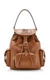 Miu Miu Softy Leather Tote Bag In Brown