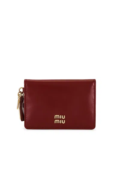 Miu Miu Softy Lux Lock Card Holder In Red