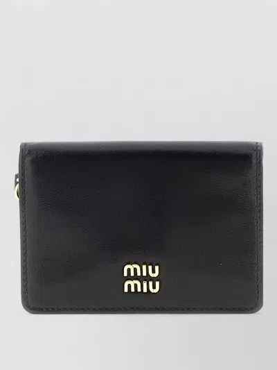 Miu Miu Softy Lux Nappa Clutch Wallet Keychain In Black