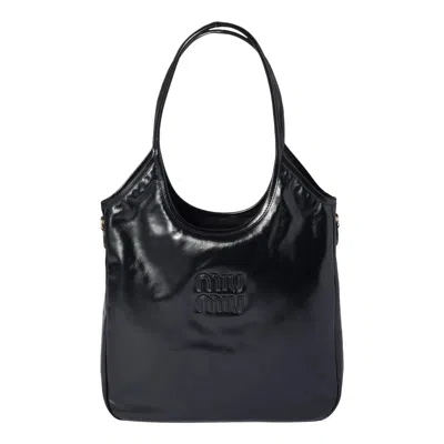 Pre-owned Miu Miu Softy Shine Shopping Handbag 'nero' | Black | Women's Size Onesize