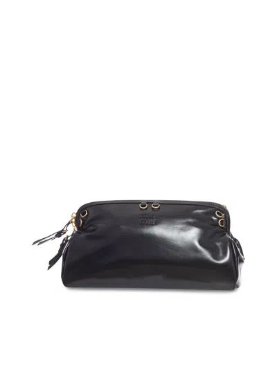 Miu Miu Softy Shiny Leather Bag In Black