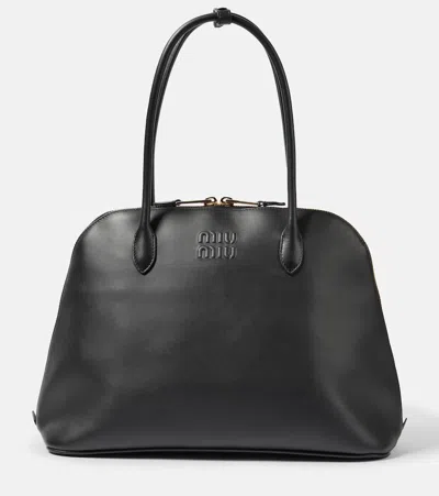 Miu Miu Softy Small Leather Shoulder Bag In Black