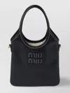 Miu Miu Softy Tote Bag Contrast Stitching In Black