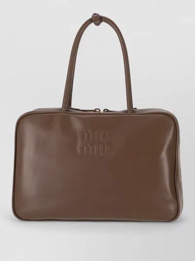 Miu Miu Softy Tote Bag Double Handles Design In Brown