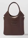 Miu Miu Softy Tote Bags Featuring Contrast Stitching In Brown