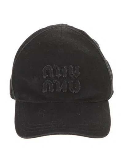 Pre-owned Miu Miu Solid Baseball Hat In Black
