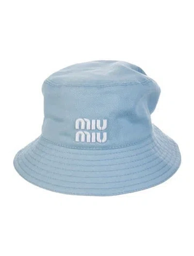 Pre-owned Miu Miu Solid Bucket Hat In Blue
