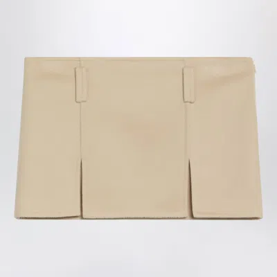 Miu Miu Soycolored Mini Skirt In Wool And Cashmere In Neutral
