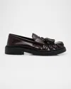 Miu Miu Tassel Loafers In Polished Leather In Brown