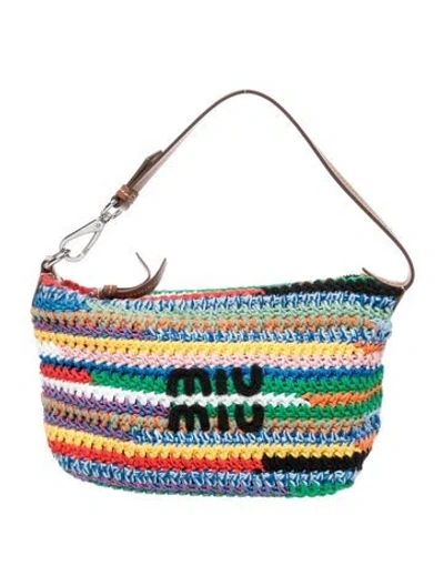 Pre-owned Miu Miu Spirit Crochet Pouch In Blue